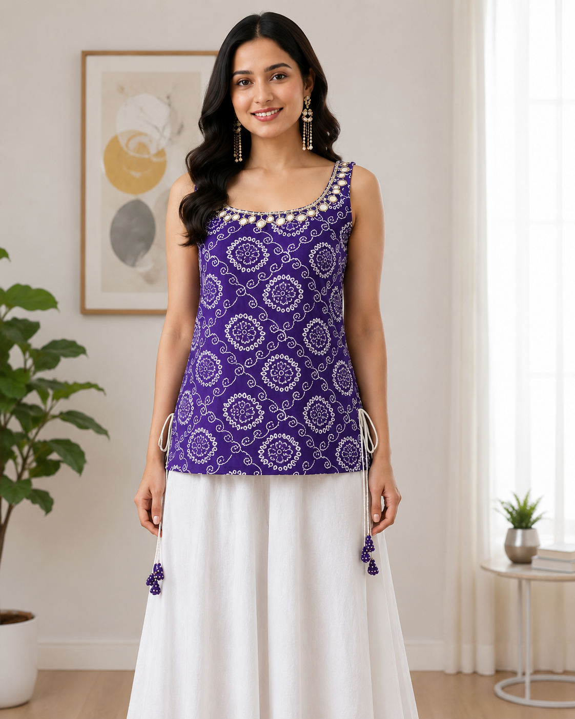 Women's Red Printed Sleeveless Ethnic Top | Casual & Daily Wear | ShopRoverStore