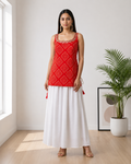 Women's Red Printed Sleeveless Ethnic Top | Casual & Daily Wear | ShopRoverStore